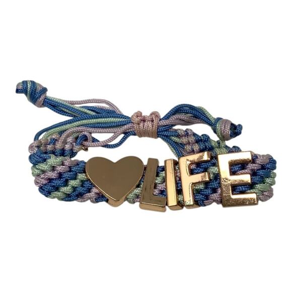 BCBGeneration Love Life Woven Cord Bracelet Pink Blue Green - Picture 1 of 4